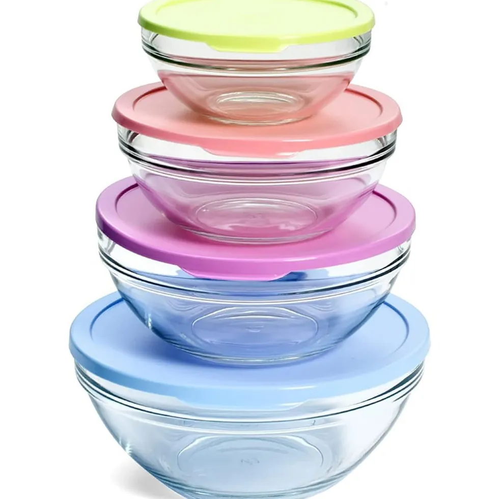 Contenitori in vetro con coperchio colorato