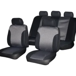 Coprisedili auto universale Nero e Grigio 9 pezzi