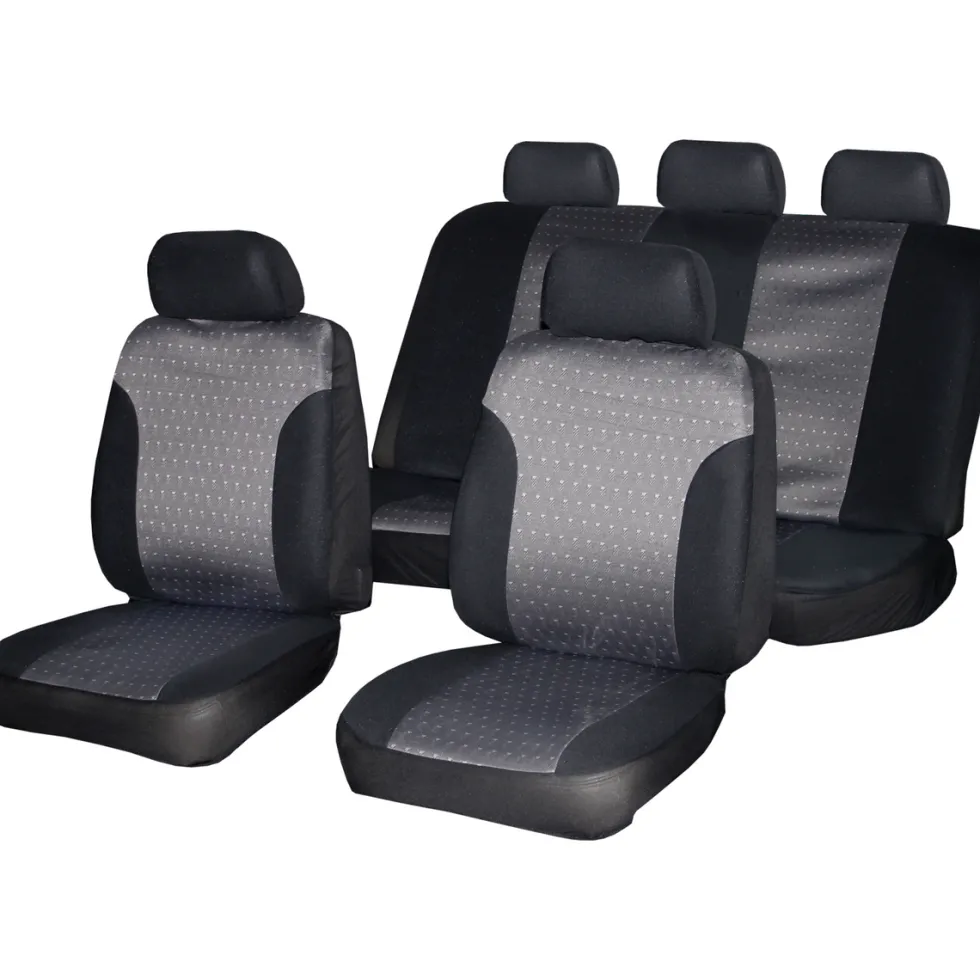 Coprisedili auto universale Nero e Grigio 9 pezzi