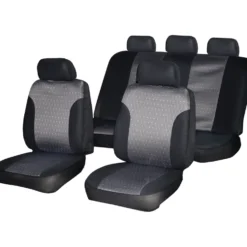 Coprisedili auto universale Nero e Grigio 9 pezzi
