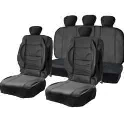 Coprisedili Auto Universali in Pvc Nero 11 pezzi