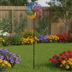 Decorazione da Giardino con Girandola Multicolore h120 cm