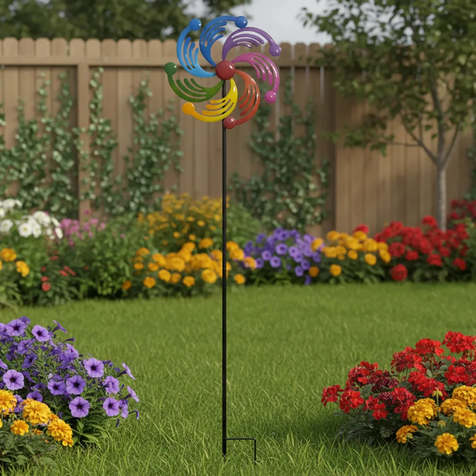 Decorazione da Giardino con Girandola Multicolore h120 cm