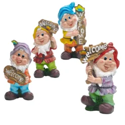 Decorazione da Giardino Gnomo “Welcome” in Poliresina h 31 cm