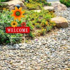 Decorazione da Giardino Welcome Multicolore in Metallo h55 cm