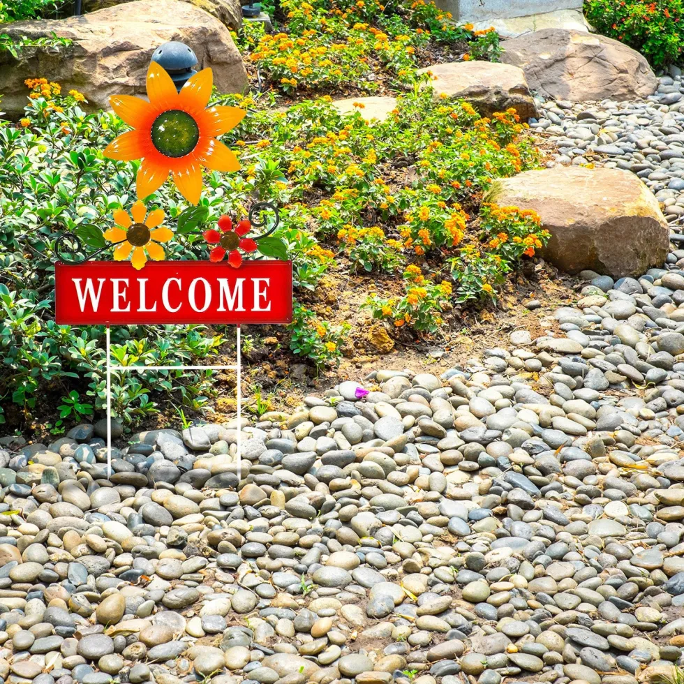 Decorazione da Giardino Welcome Multicolore in Metallo h55 cm