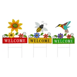 Decorazione da Giardino Welcome Multicolore in Metallo h55 cm