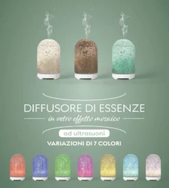 Diffusore di Essenze a Ultrasuoni Effetto Mosaico in Vetro 100 ml 12 Watt