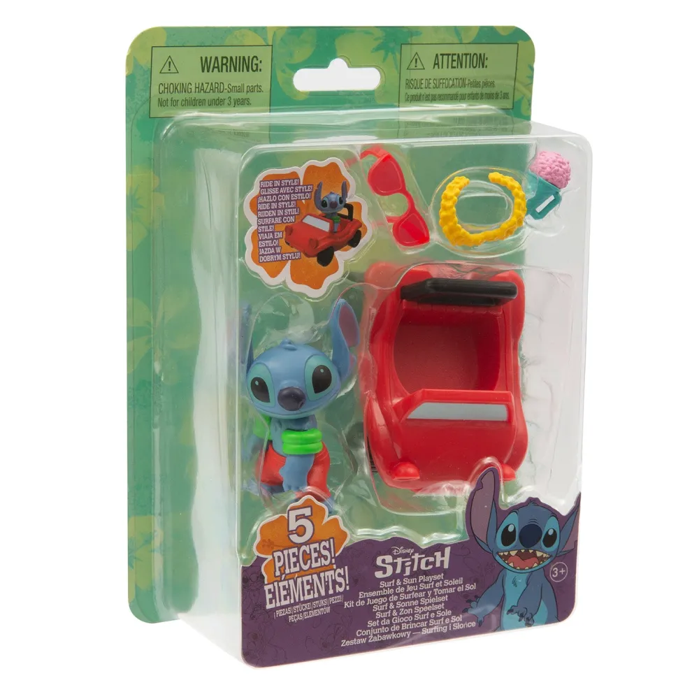 Disney Stitch Playset Veicoli Assortiti con Accessori- Surf & Sun / Hang Ten con Accessori