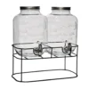 Dispenser Bevande Doppio in Vetro con Stand 5 + 5 Litri