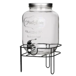 Dispenser Bevande in Vetro con Rubinetto e Stand 4 Litri
