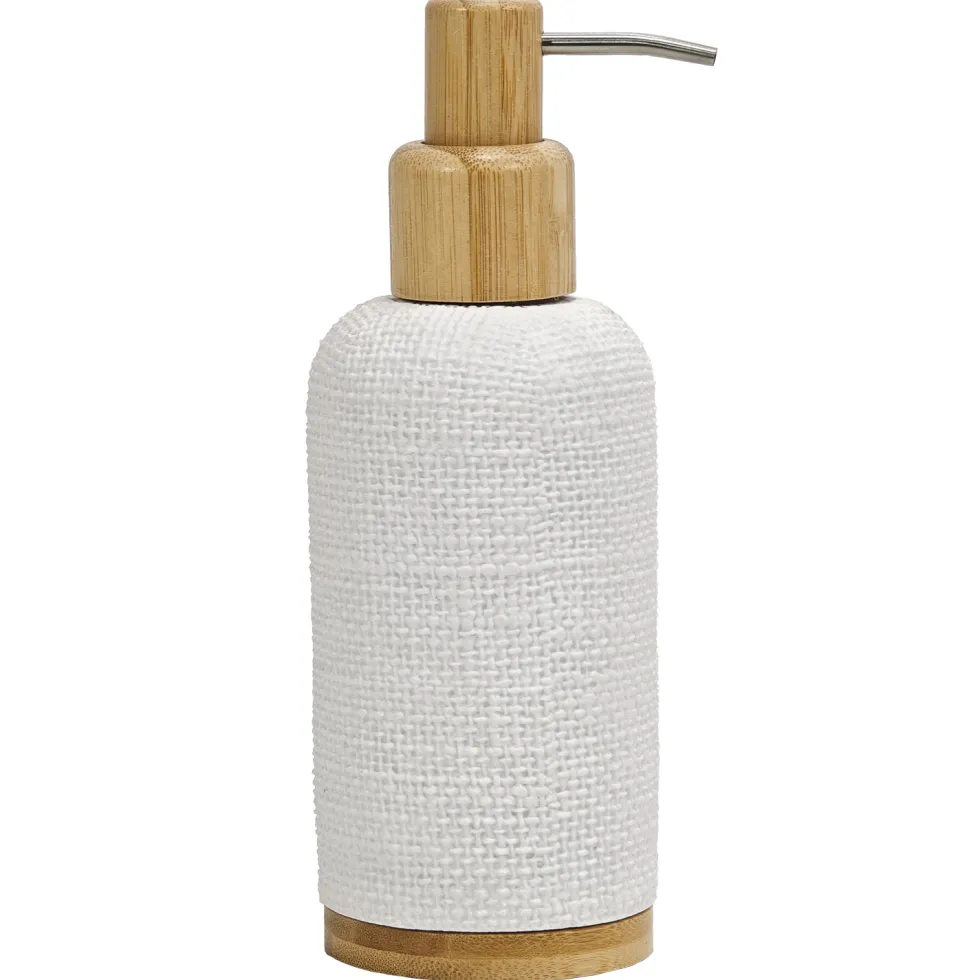Dispenser Sapone in Poliresina Bianco e Bamboo 280 ml