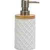 Dispenser Sapone in Poliresina in Poliresina Bianco e Bamboo 220 ml