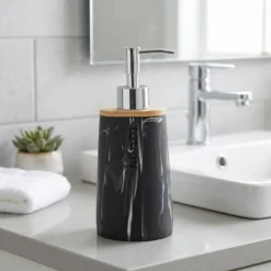 Dispenser Sapone in Poliresina Nero Effetto Marmo 260 ml