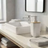 Dispenser Sapone in Polistirene Bianco e Bamboo 350 ml
