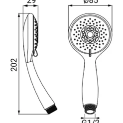 Doccetta in Abs 3 getti Mali Cromato diametro 8,5 cm