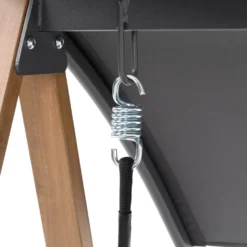 Dondolo da giardino struttura in Acciaio Effetto Legno e seduta in textilene grigio