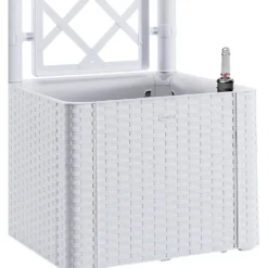 Fioriera Quadra Natural Deluxe Bianco con spalliera