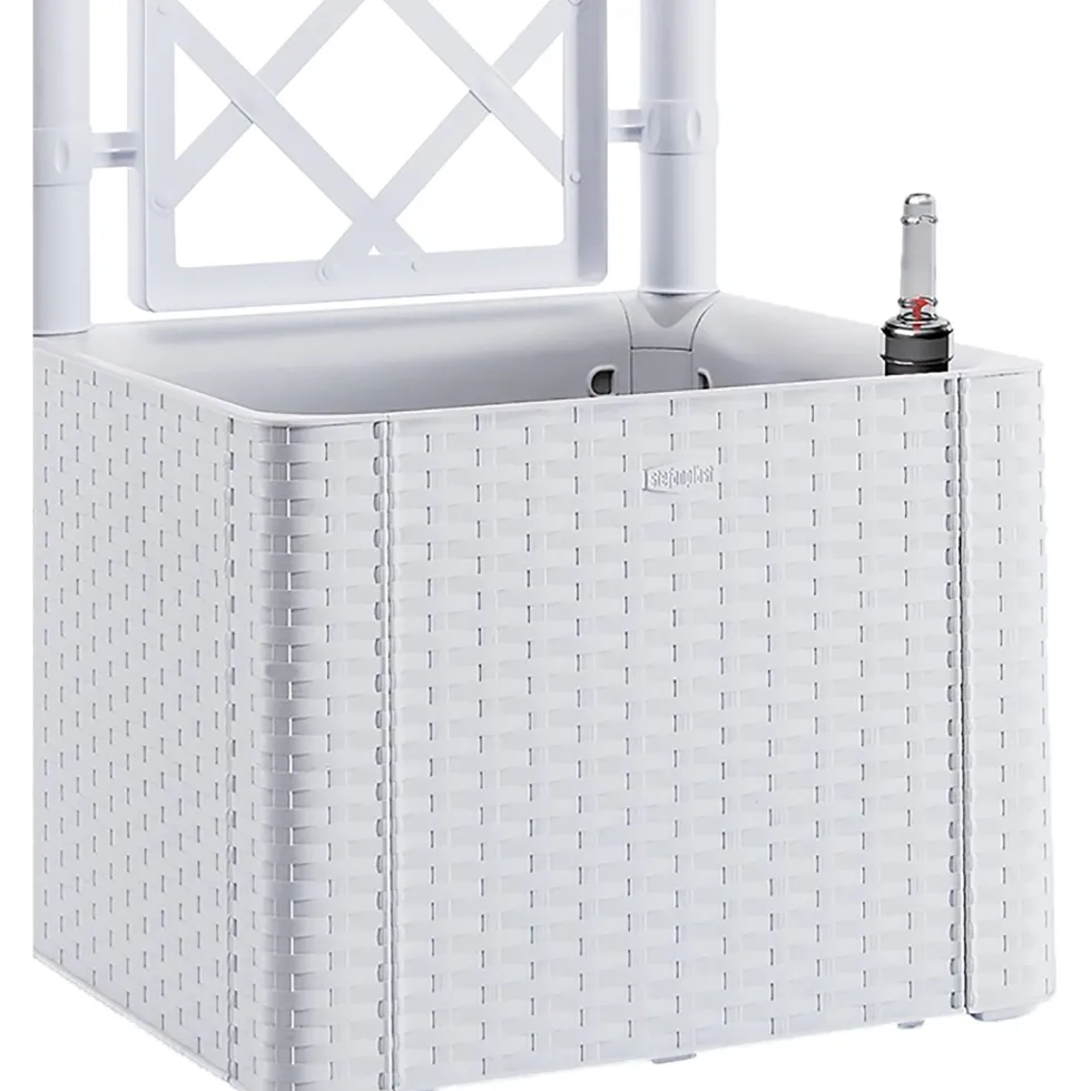 Fioriera Quadra Natural Deluxe Bianco con spalliera