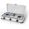 Fornello a Gas 3 Fuochi con coperchio 57x27 cm