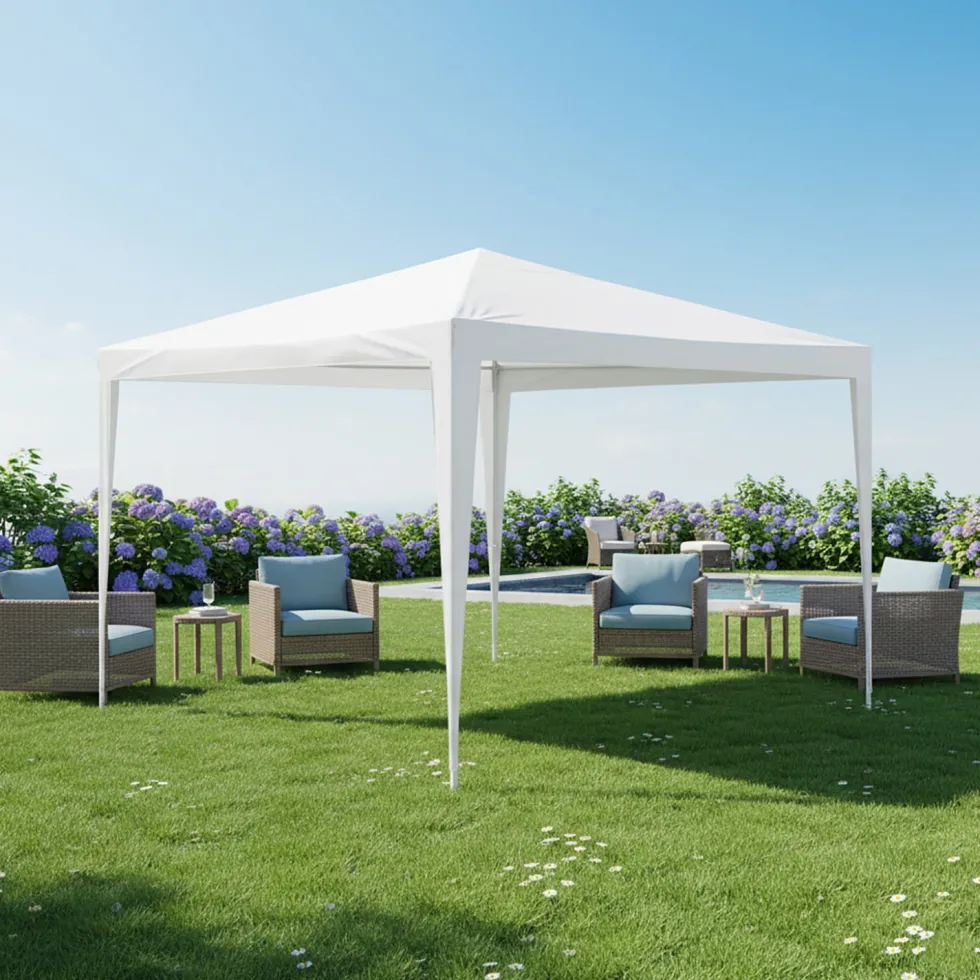 Gazebo da Giardino Bianco in Metallo 3x3 metri