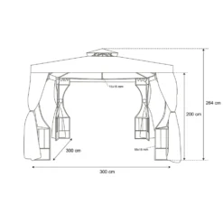 Gazebo da giardino in Acciaio Antracite con Telo in Poliestere Grigio e Zanzariera 3x3 metri