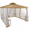Gazebo da giardino in Acciaio Bronzato con Telo in Poliestere Camel e Zanzariera 3x3 metri