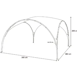 Gazebo da giardino in Acciaio Antracite con Telo in Poliestere Écru 3,8x3,8 metri