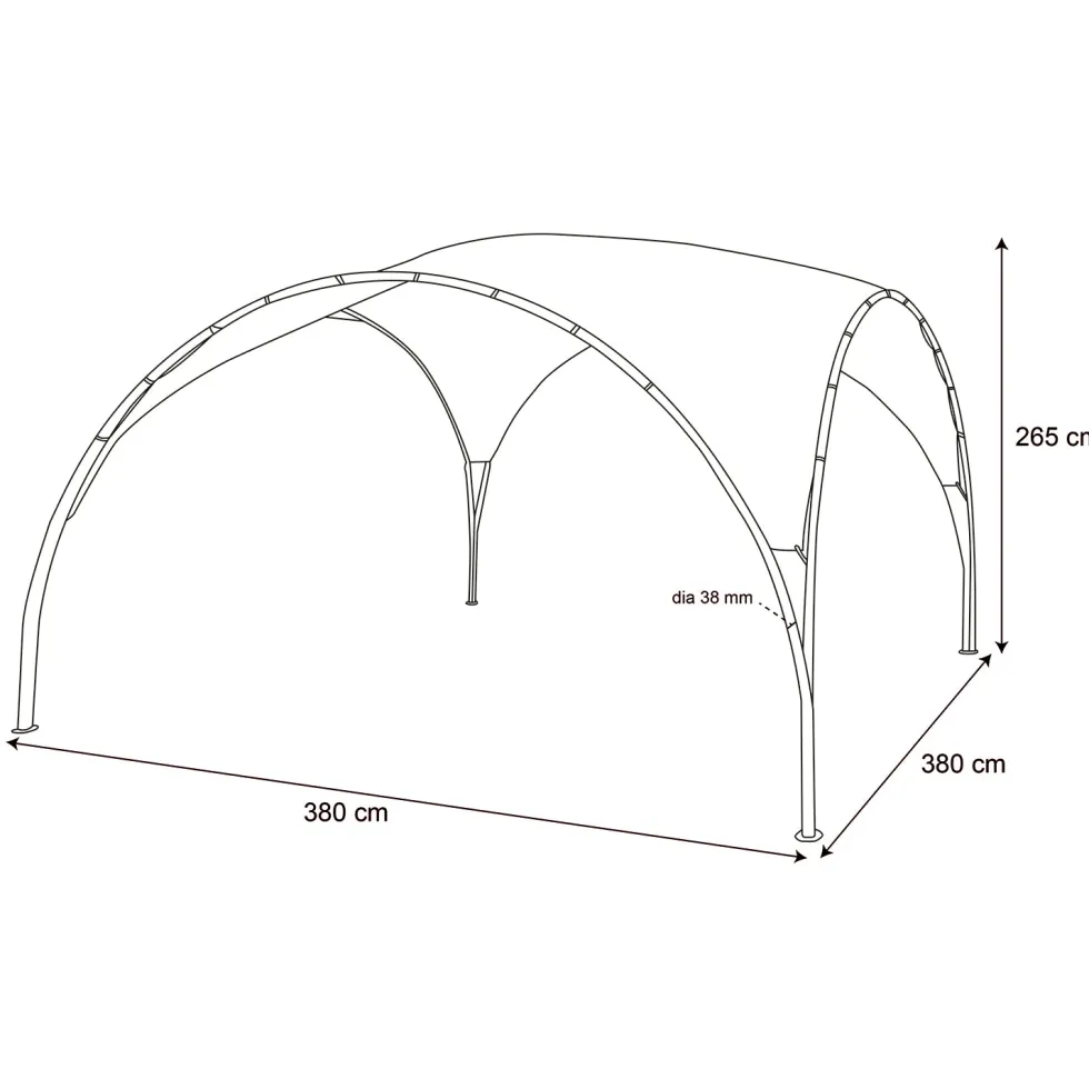 Gazebo da giardino in Acciaio Antracite con Telo in Poliestere Écru 3,8x3,8 metri