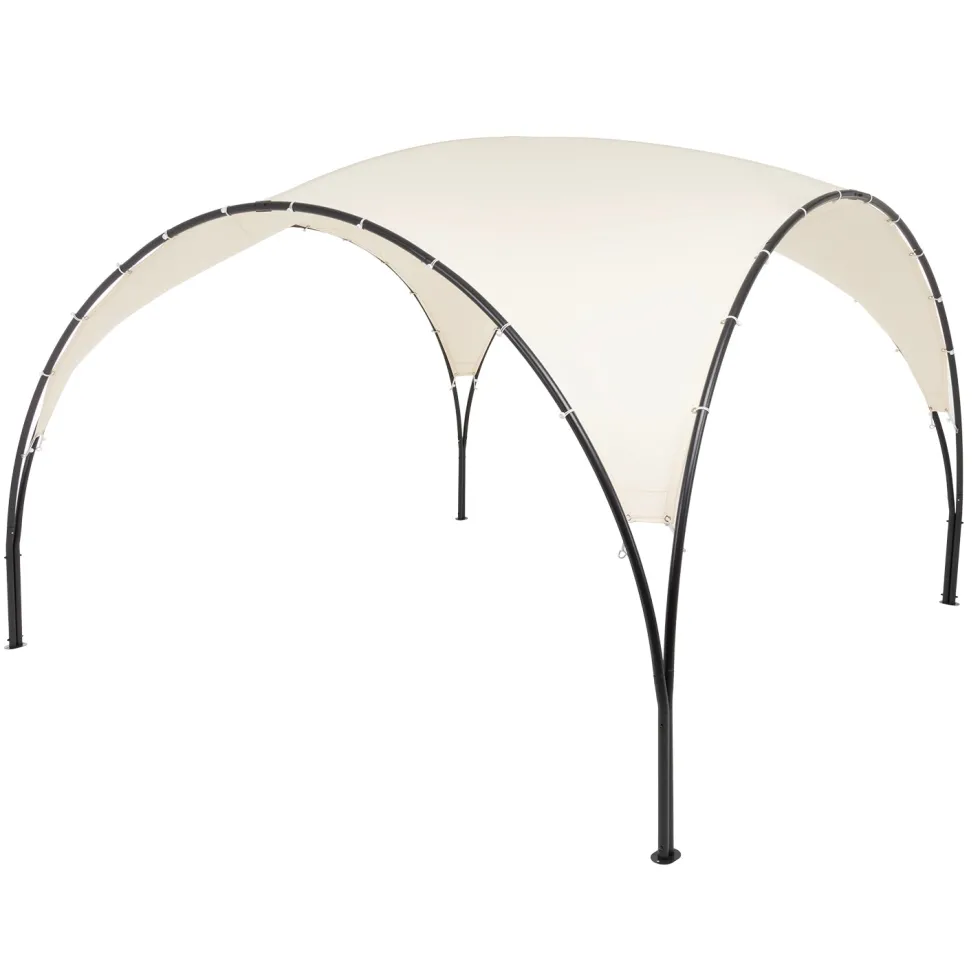Gazebo da giardino in Acciaio Antracite con Telo in Poliestere Écru 3,8x3,8 metri