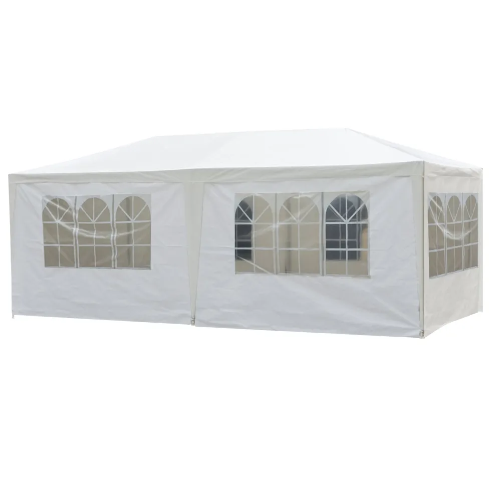 Gazebo da giardino in Acciaio con Telo in Polietilene Bianco 3x6 metri