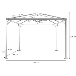 Gazebo da giardino Richiudibile in Acciaio Antracite con Telo in Poliestere Écru 3x3 metri