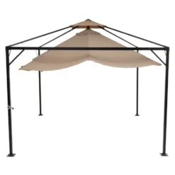 Gazebo da giardino Richiudibile in Acciaio Antracite con Telo in Poliestere Écru 3x3 metri