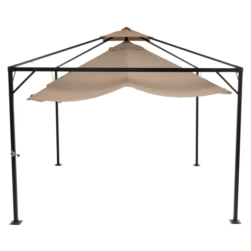 Gazebo da giardino Richiudibile in Acciaio Antracite con Telo in Poliestere Écru 3x3 metri