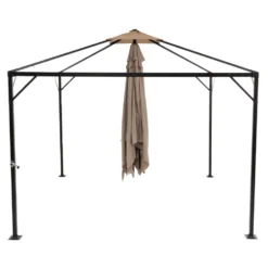 Gazebo da giardino Richiudibile in Acciaio Antracite con Telo in Poliestere Écru 3x3 metri