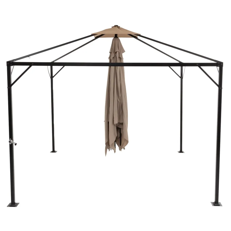 Gazebo da giardino Richiudibile in Acciaio Antracite con Telo in Poliestere Écru 3x3 metri
