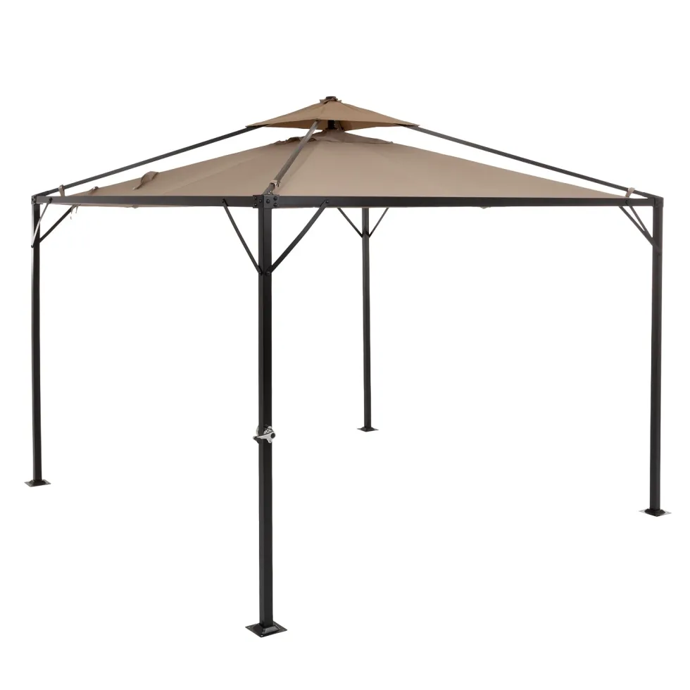 Gazebo da giardino Richiudibile in Acciaio Antracite con Telo in Poliestere Écru 3x3 metri