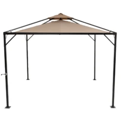 Gazebo da giardino Richiudibile in Acciaio Antracite con Telo in Poliestere Écru 3x3 metri