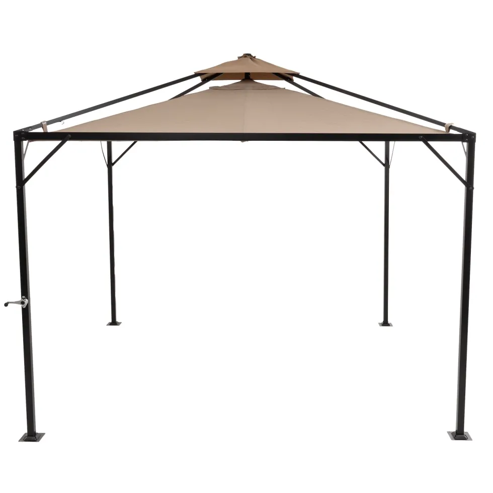 Gazebo da giardino Richiudibile in Acciaio Antracite con Telo in Poliestere Écru 3x3 metri