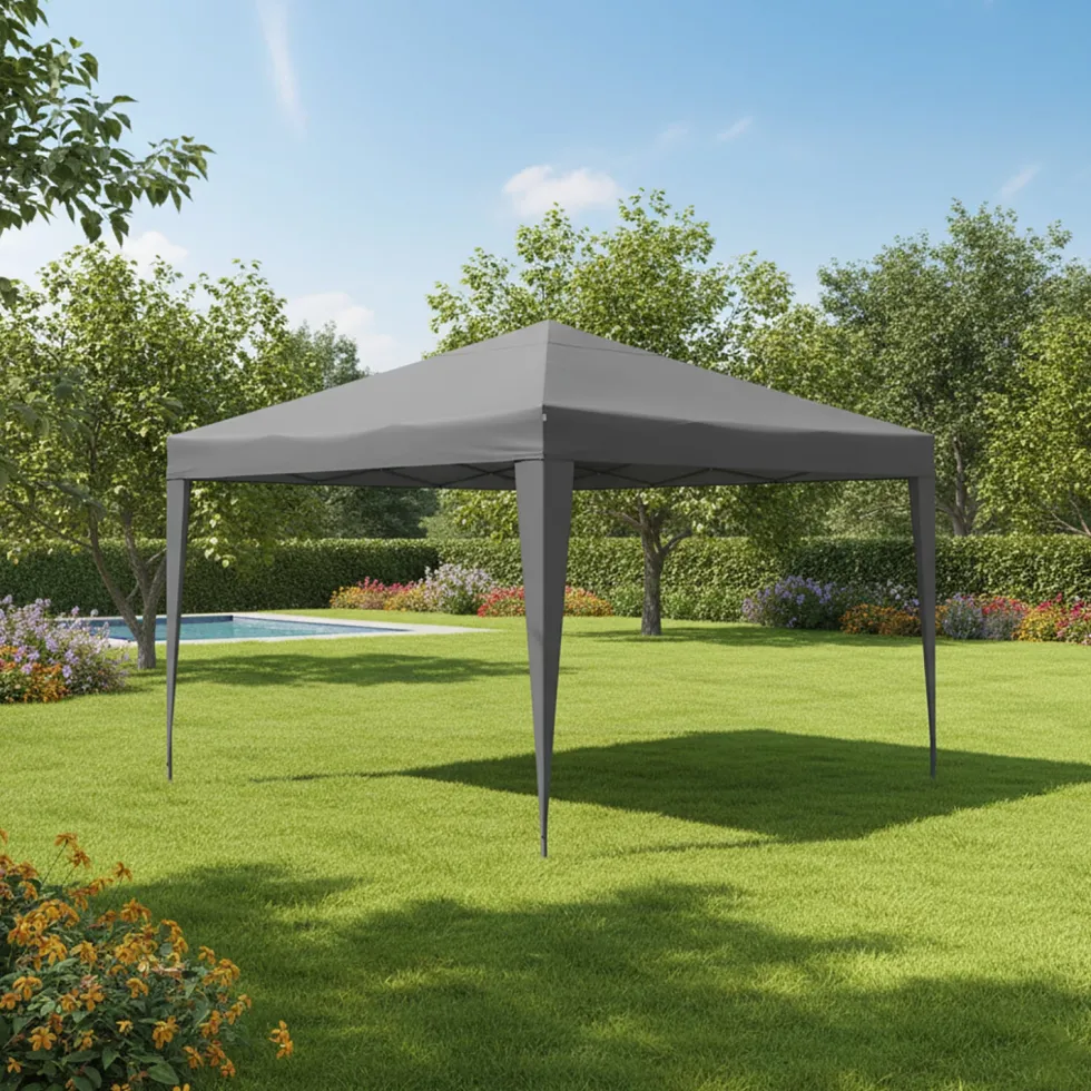 Gazebo da giardino Richiudibile in acciaio Antracite con telo Grigio 3x3 metri