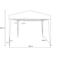 Gazebo da giardino Richiudibile in acciaio Antracite con telo Grigio 3x3 metri