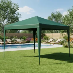 Gazebo da giardino Richiudibile in acciaio Antracite con telo Verde 3x3 metri