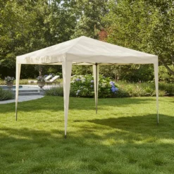 Gazebo da giardino Richiudibile in acciaio Antracite con telo Ècru 3x3 metri