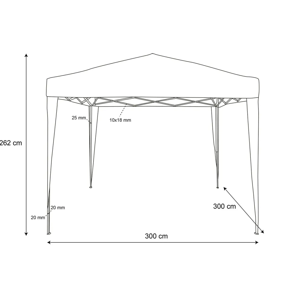 Gazebo da giardino Richiudibile in acciaio Antracite con telo Ècru 3x3 metri