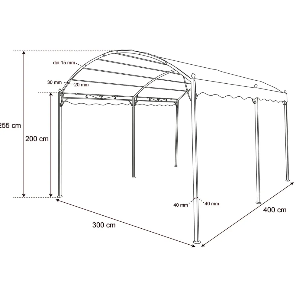 Gazebo da giardino Telo Camel 3x4 metri