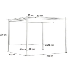 Gazebo Pergola Orientabile Telo Ècru 3x3 metri