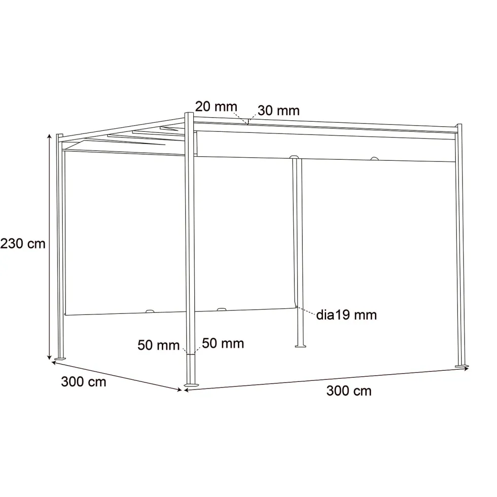 Gazebo Pergola Orientabile Telo Ècru 3x3 metri