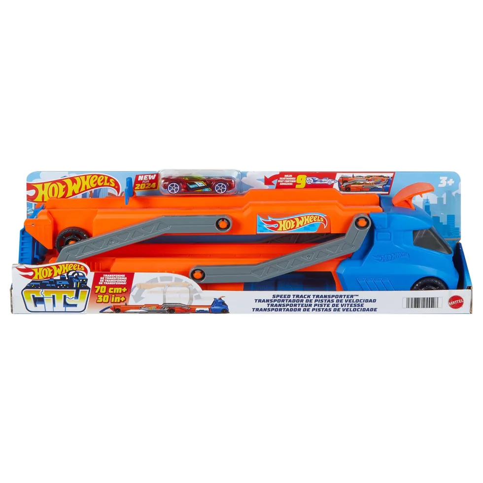 Hot Wheels City Speed Track Transporter Camion Pista con Lanciatore