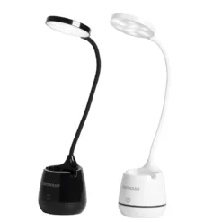 Lampada da Scrivania LED con Portapenne e Stand Smartphone Ricarica USB