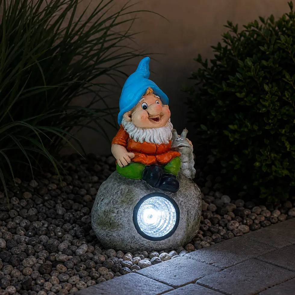 Lampada Solare Gnomo Luce Fredda da esterno h38 cm